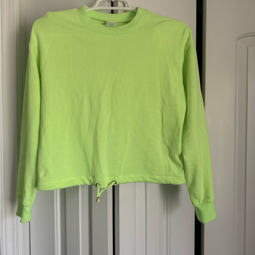 Highlighter yellow crop top long sleeve